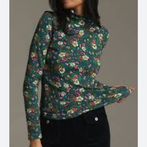 Maeve The Hailey Printed Long-Sleeve
Turtleneck Top Blue Floral Shirt Sz L NEW - Picture 11 of 11